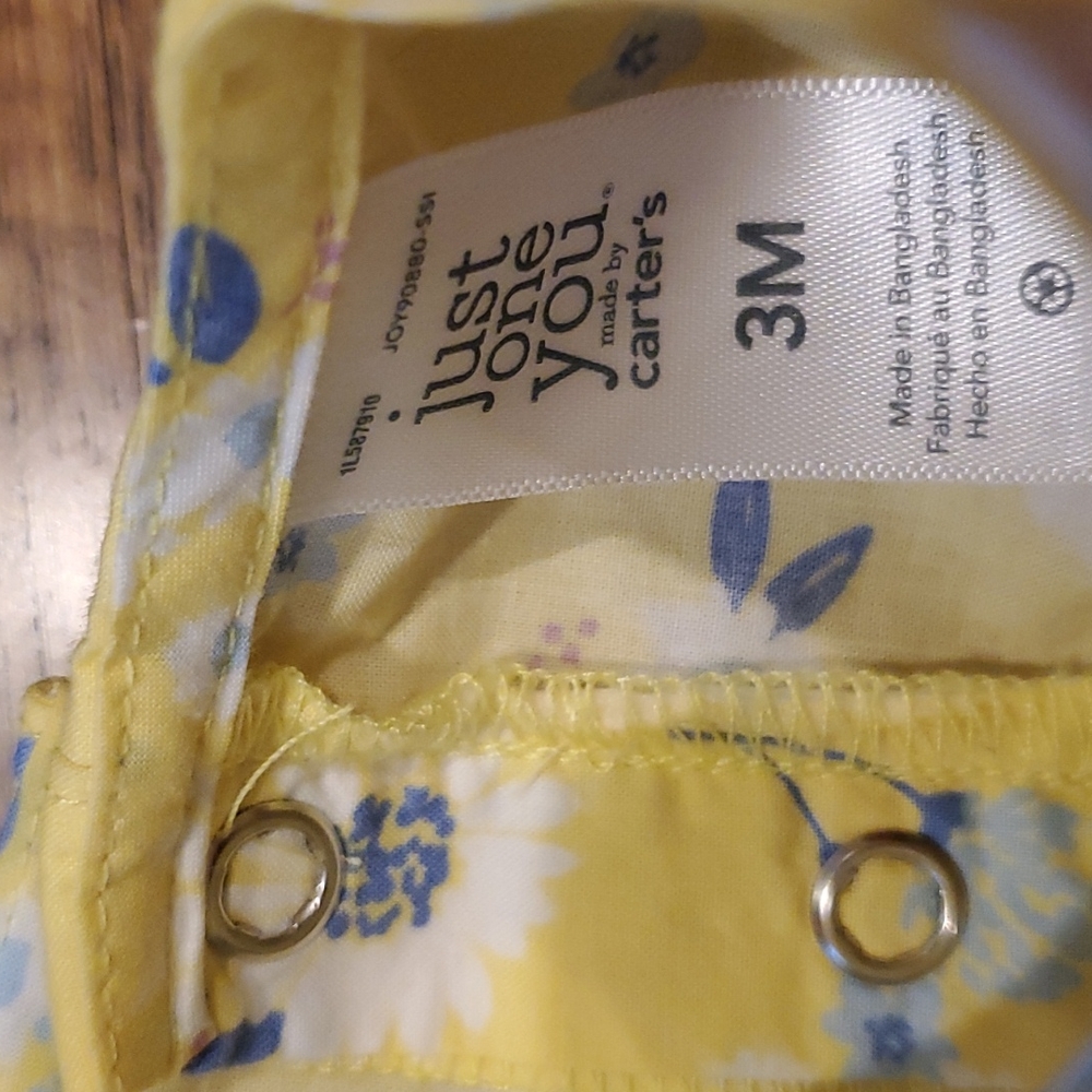 Baby girls Carter's yellow floral dress size 3M - Picture 3 of 5